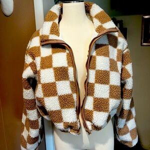 Checkered fleece jacket